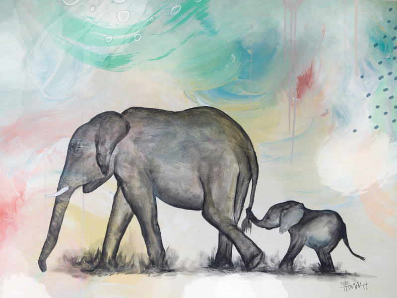 Watercolor Cute Baby Elephant, Cute Calf, Realistic Watercolor Elephant
